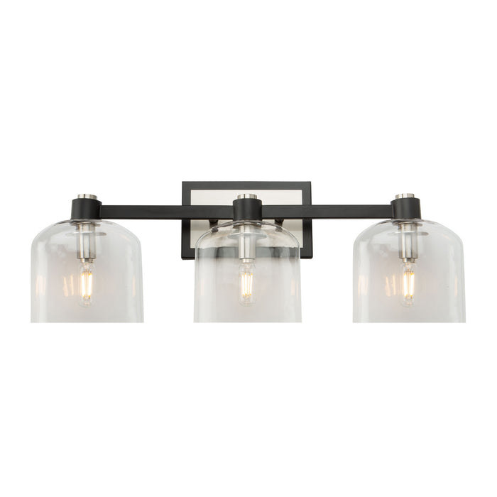 Artcraft Three Light Vanity from the Lyndon collection in Black and Brushed Nickel finish