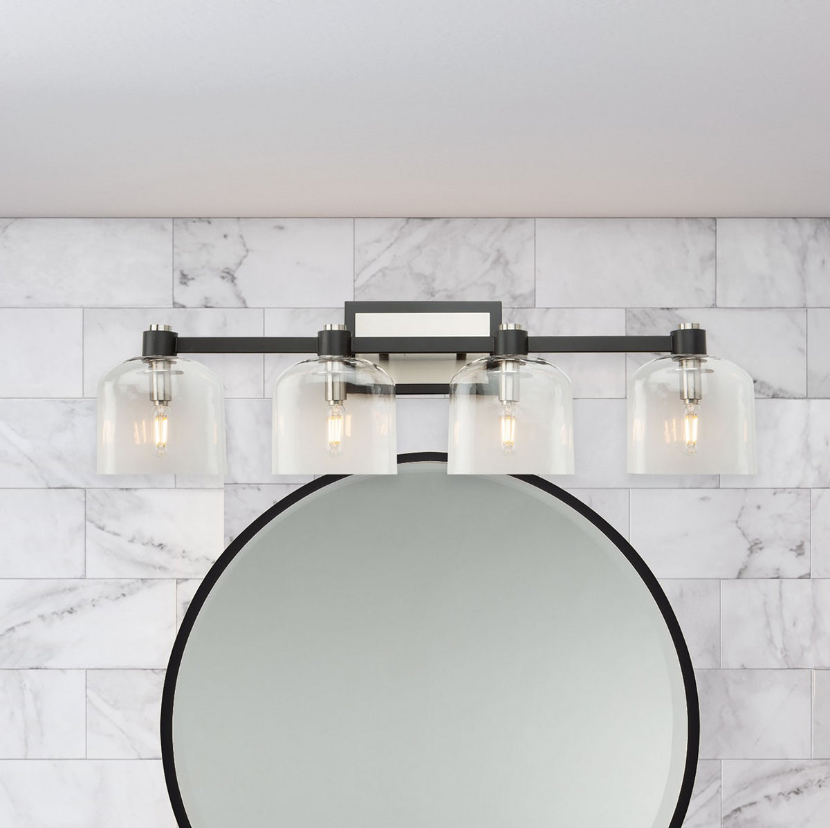Artcraft - AC11694NB - Four Light Vanity - Lyndon - Black and Brushed Nickel