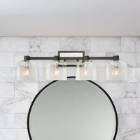 Artcraft - AC11694NB - Four Light Vanity - Lyndon - Black and Brushed Nickel
