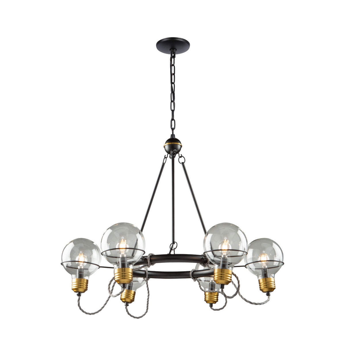 Artcraft - AC11727BK - Six Light Chandelier - Martina - Black and Brushed Brass