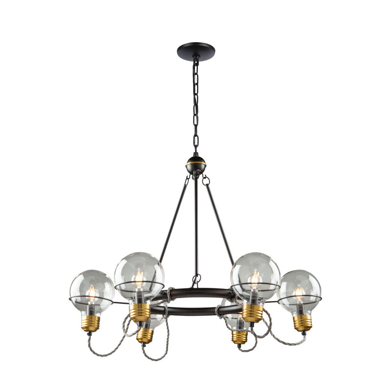 Artcraft - AC11727BK - Six Light Chandelier - Martina - Black and Brushed Brass
