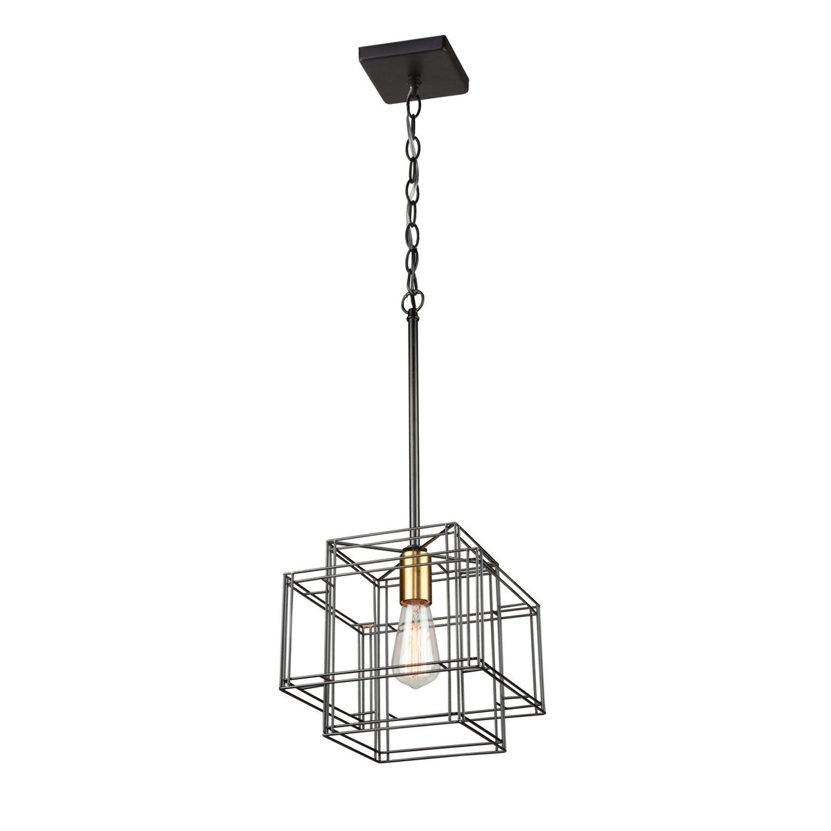 Artcraft - AC11731BK - One Light Pendant - Artisan - Black and Brushed Brass