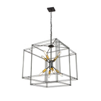 Artcraft - AC11738BK - Eight Light Pendant - Artisan - Black and Brushed Brass