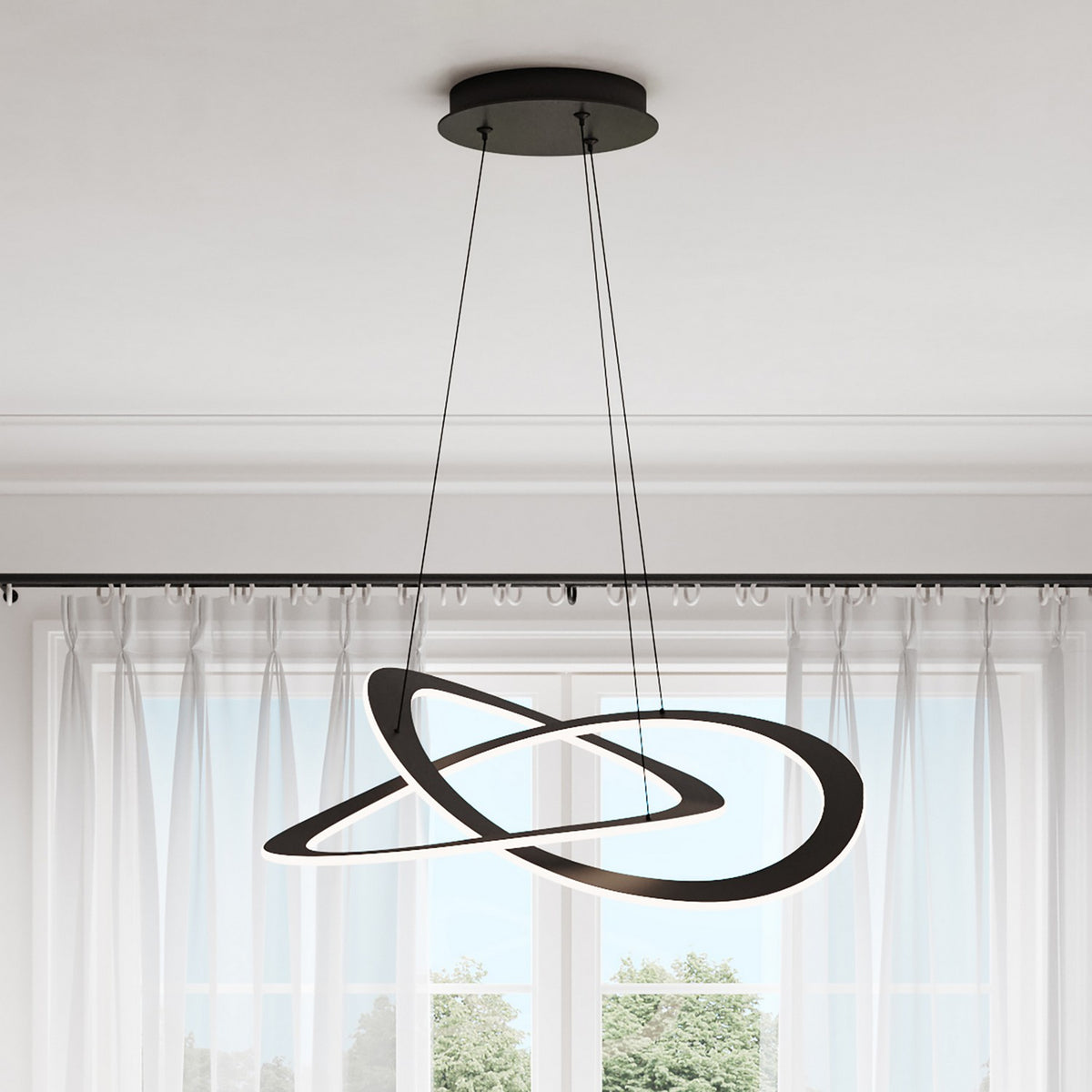 Artcraft - AC7076BK - LED Chandelier - Wave - Black