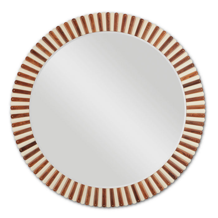 Currey and Company Mirror from the Muse collection in Natural/Ivory/Brass/Mirror finish