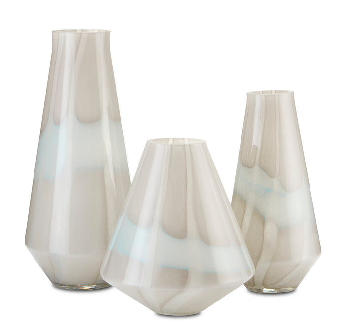 Currey and Company Vase Set of 3 from the Floating collection in Light Gray/White finish