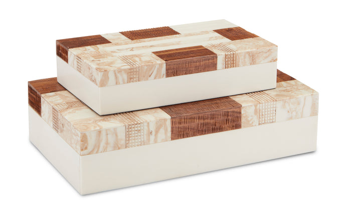 Currey and Company Box Set of 2 from the 1940s collection in Beige/Brown/Ivory/Natural finish