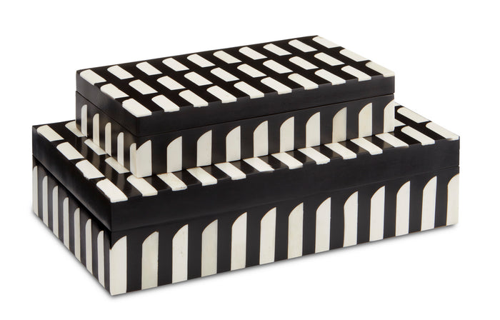Currey and Company Box Set of 2 from the Jamie Beckwith collection in Black/White/Natural finish