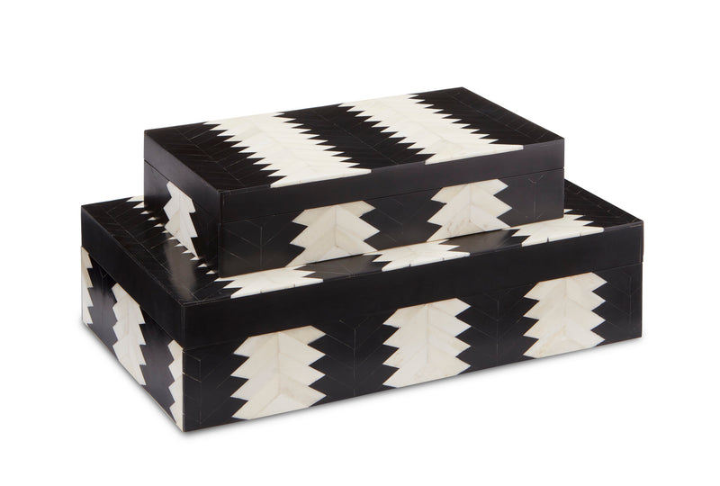 Currey and Company Box Set of 2 from the Jamie Beckwith collection in Black/White/Natural finish