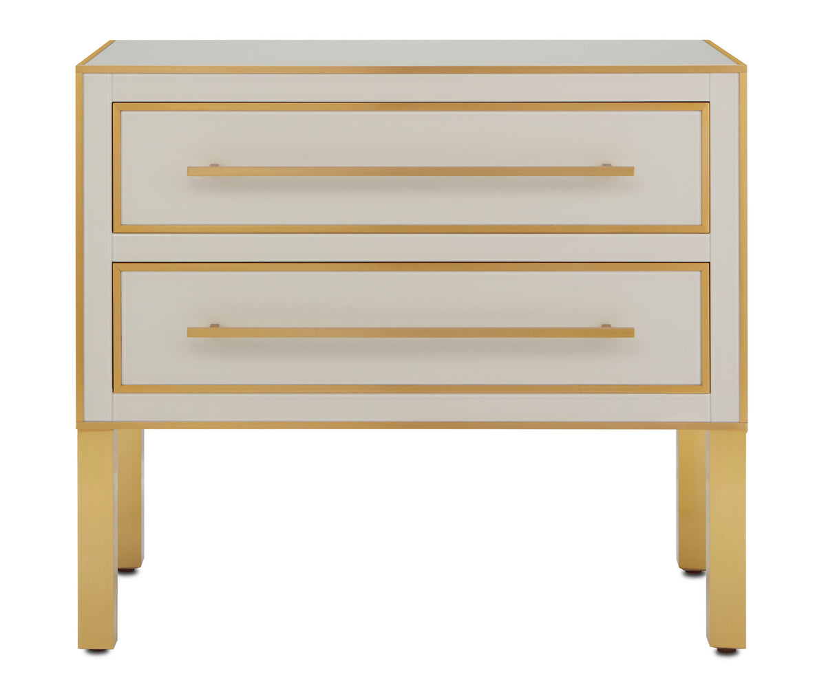 Currey and Company - 3000-0184 - Chest - Arden Collection - Ivory/Satin Brass