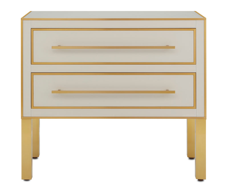 Currey and Company - 3000-0184 - Chest - Arden Collection - Ivory/Satin Brass