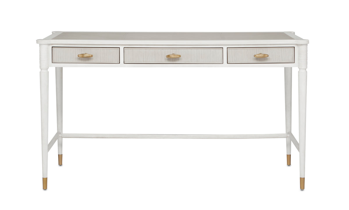 Currey and Company - 3000-0190 - Desk - Aster - Off-White/Fog/Brass