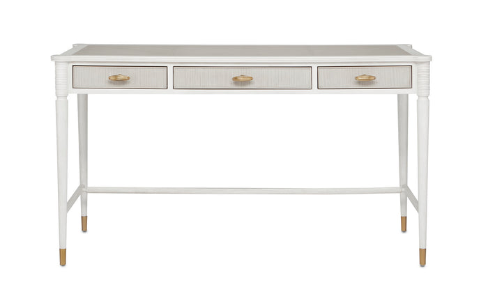 Currey and Company - 3000-0190 - Desk - Aster - Off-White/Fog/Brass