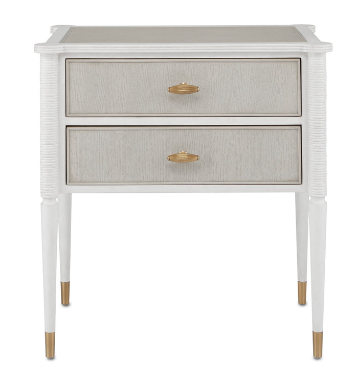 Currey and Company - 3000-0191 - Nightstand - Aster - Off-White/Fog/Brass