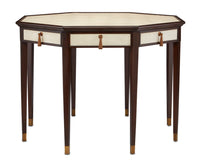 Currey and Company Entry Table from the Evie collection in Ivory/Dark Walnut/Brass finish