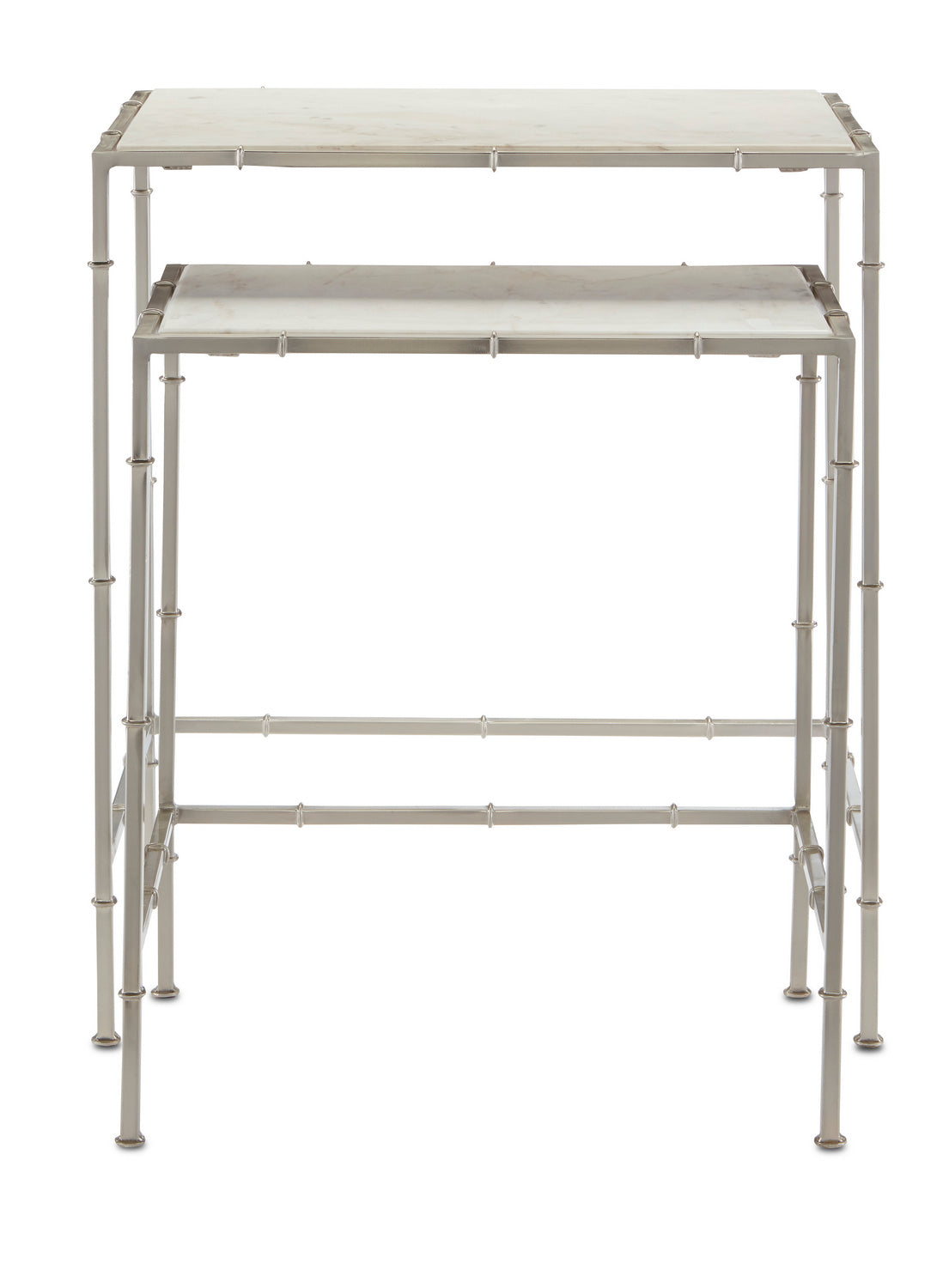 Currey and Company Nesting Table Set of 2 from the Harte collection in Nickel/White finish