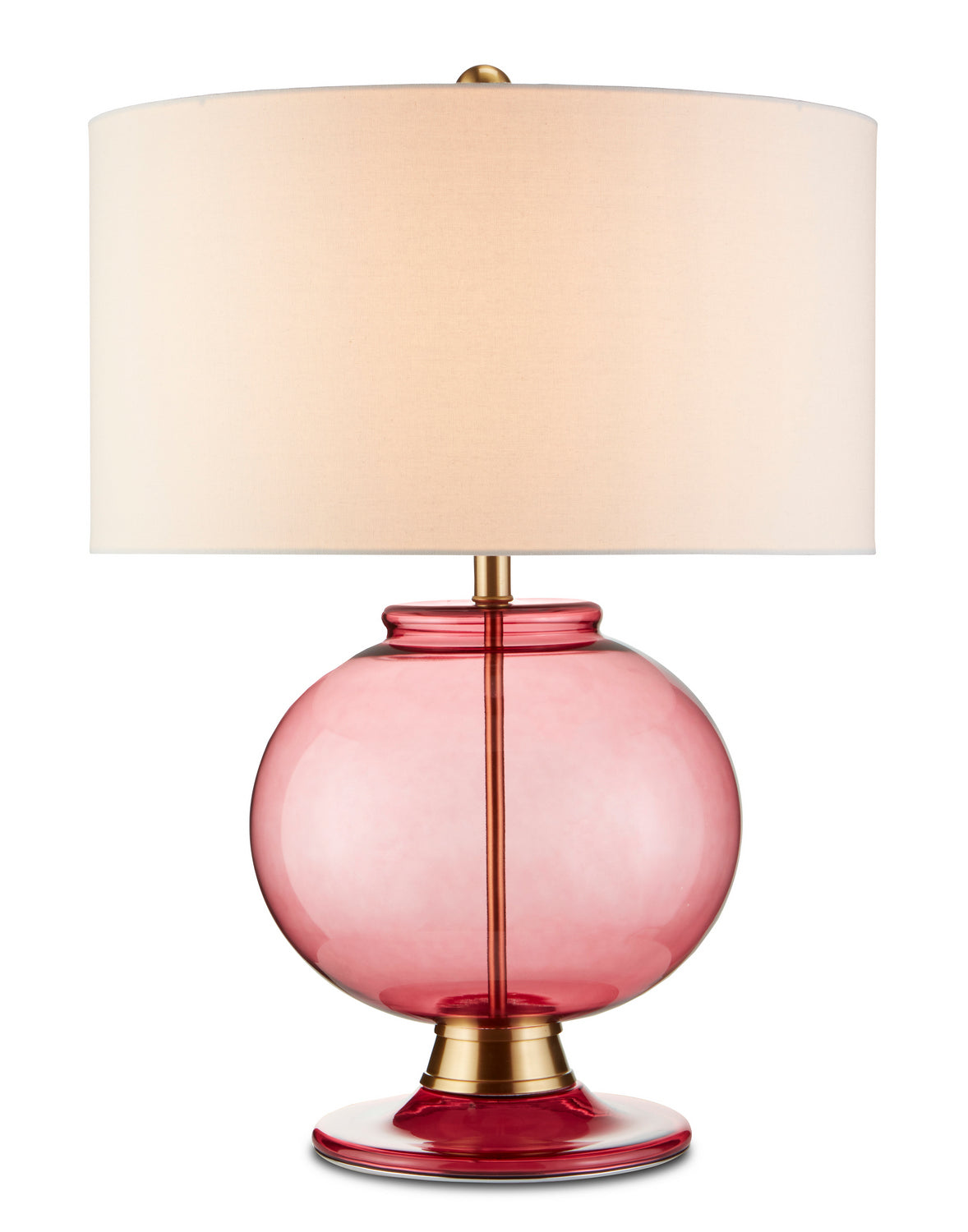 Currey and Company - 6000-0717 - One Light Table Lamp - Jocasta Collection - Clear Red/Brass