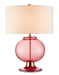 Currey and Company - 6000-0717 - One Light Table Lamp - Jocasta Collection - Clear Red/Brass