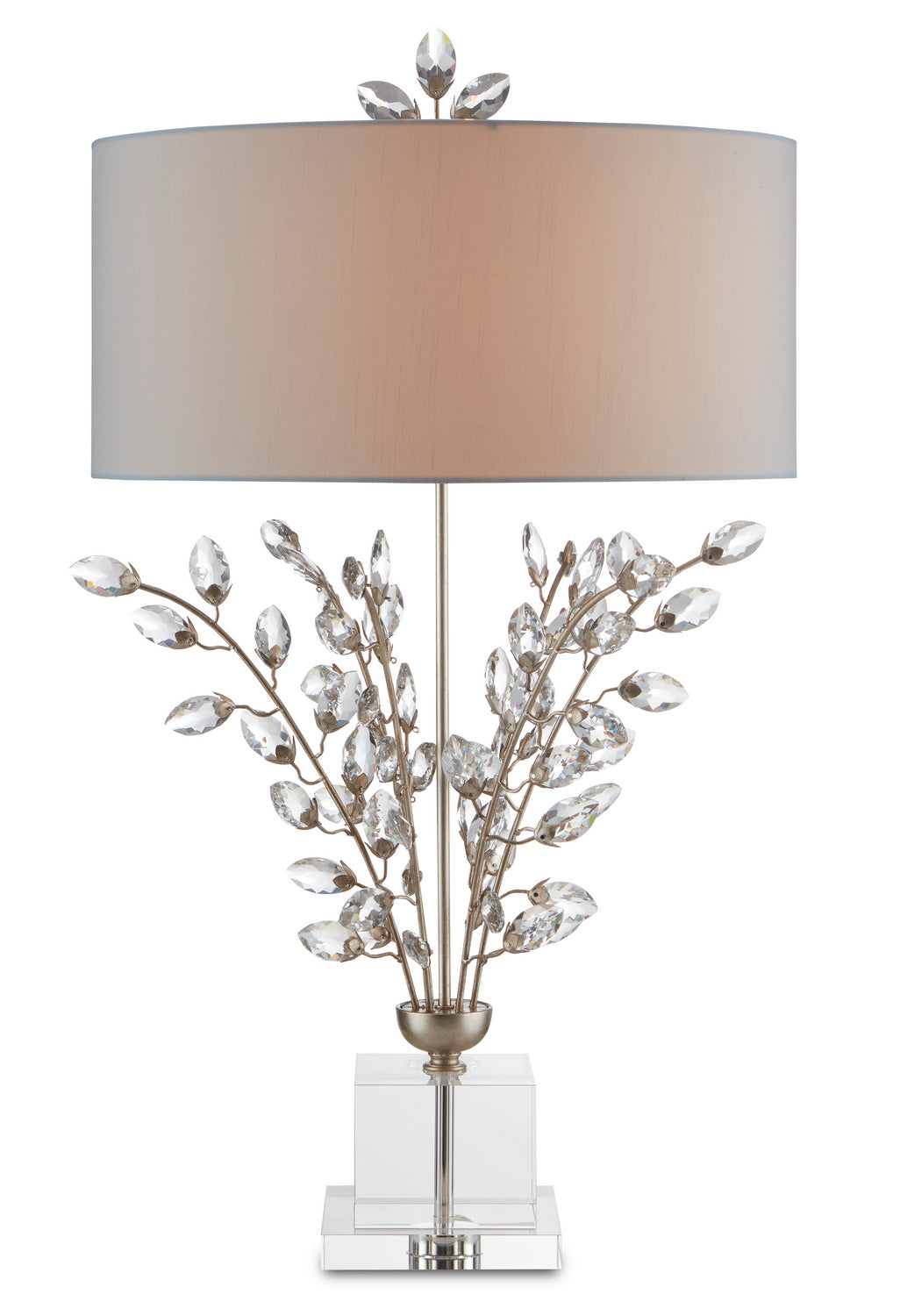Currey and Company - 6000-0727 - Two Light Table Lamp - Forget-Me-Not Collection - Silver Leaf/Clear
