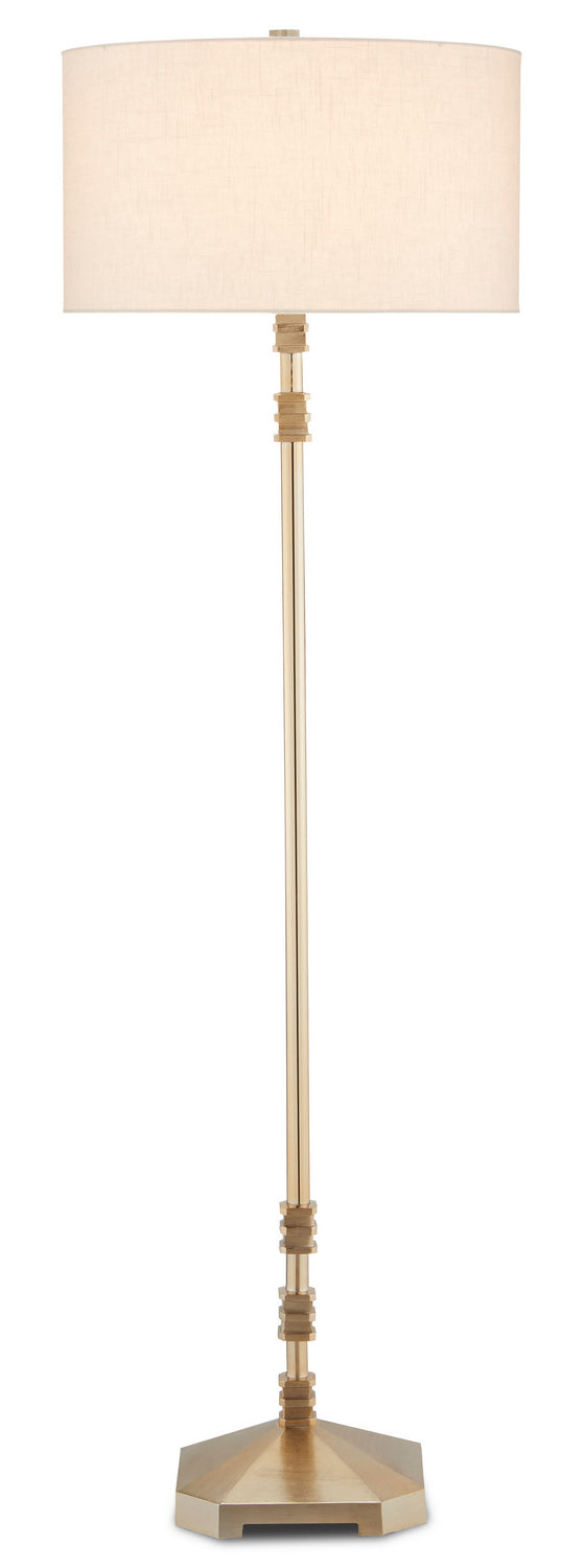 Currey and Company One Light Floor Lamp from the Pilare collection in Shiny Gold finish