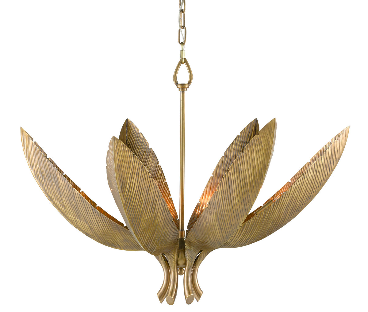 Currey and Company - 9000-0766 - Six Light Chandelier - Bird of Paradise Brass Chandelier - Antique Brass