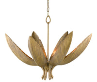 Currey and Company - 9000-0766 - Six Light Chandelier - Bird of Paradise Brass Chandelier - Antique Brass