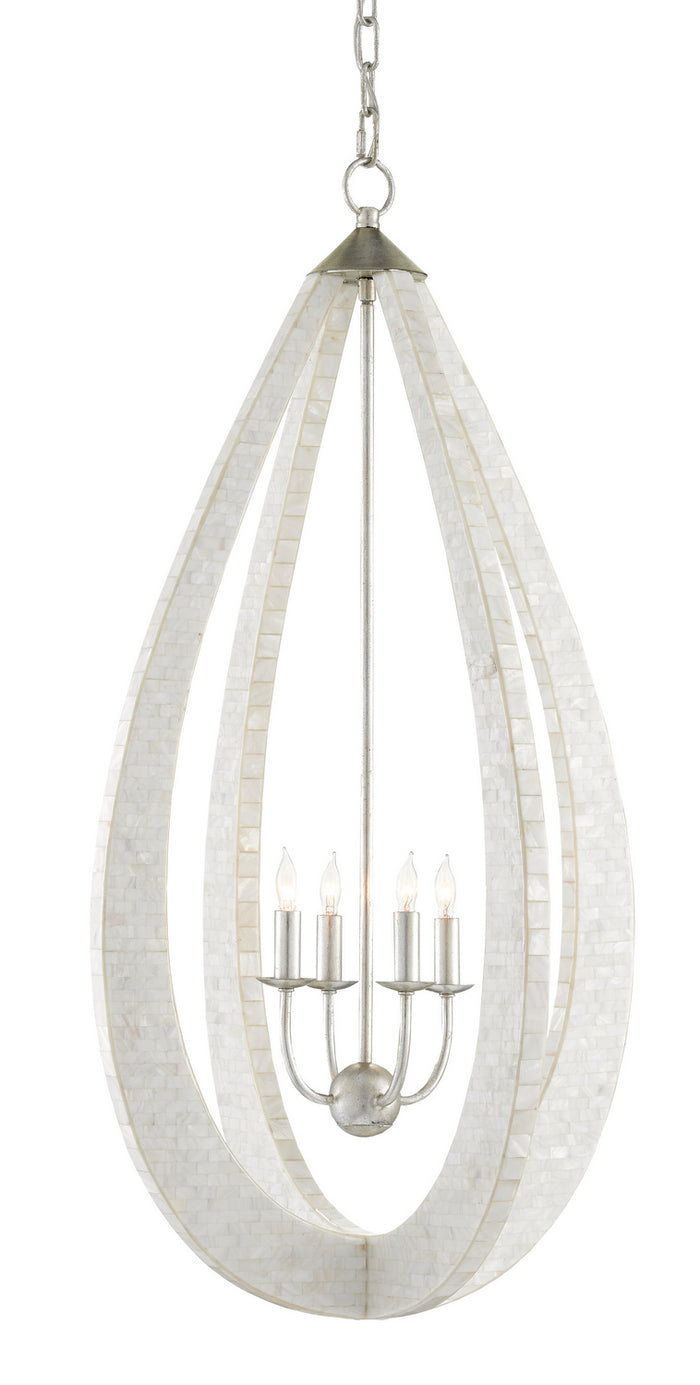 Currey and Company - 9000-0769 - Four Light Chandelier - Arietta - Mother of Pearl/Contemporary Silver Leaf