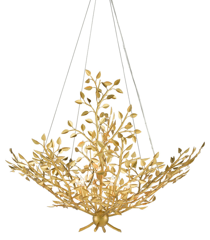 Currey and Company Eight Light Chandelier from the Aviva Stanoff collection in Contemporary Gold Leaf finish