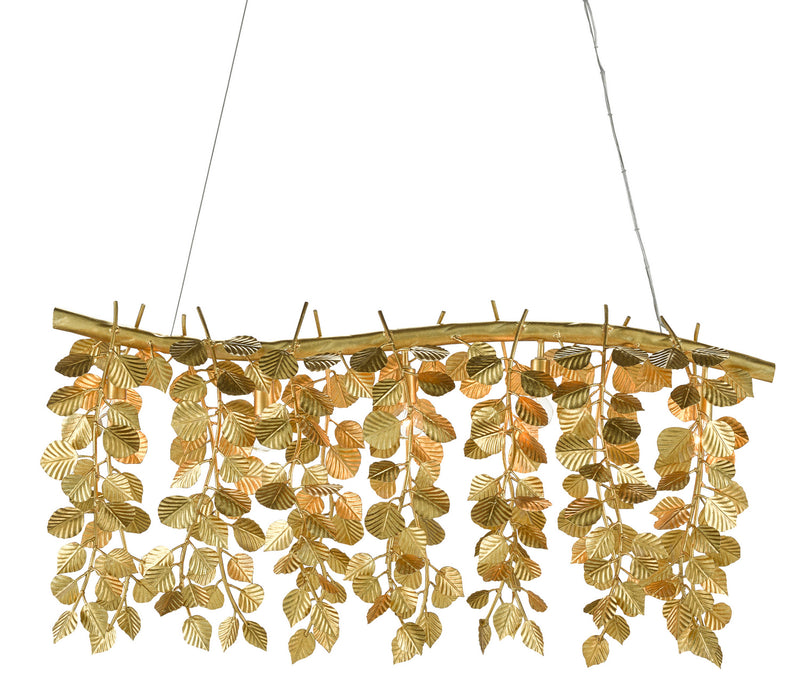 Currey and Company - 9000-0781 - Five Light Chandelier - Golden Eucalyptus Collection - Contemporary Gold Leaf