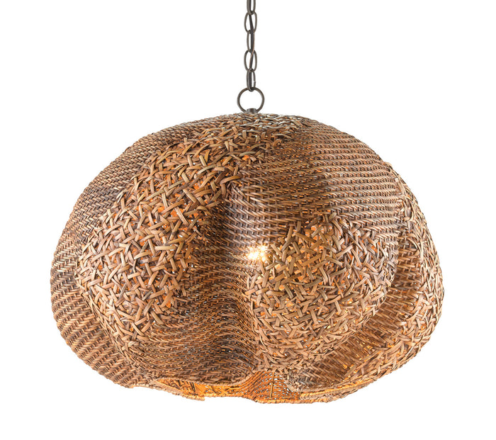 Currey and Company One Light Pendant from the Spiritus collection in Carafe Brown/Natural finish