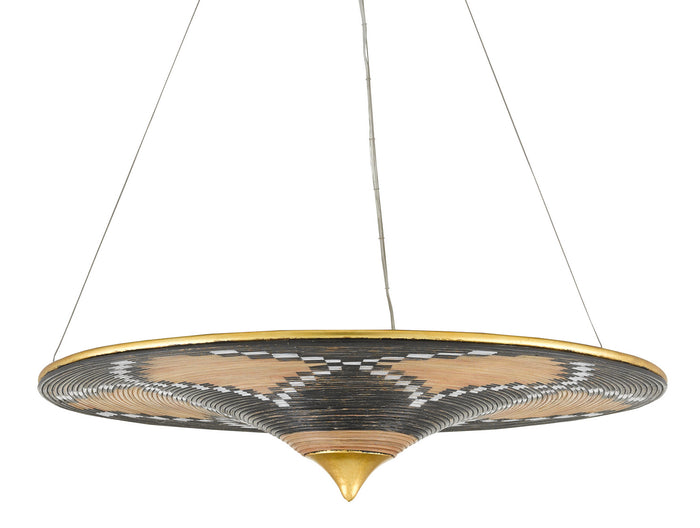 Currey and Company Three Light Chandelier from the Canaan collection in Contemporary Gold Leaf/Distressed Black/Distressed White finish