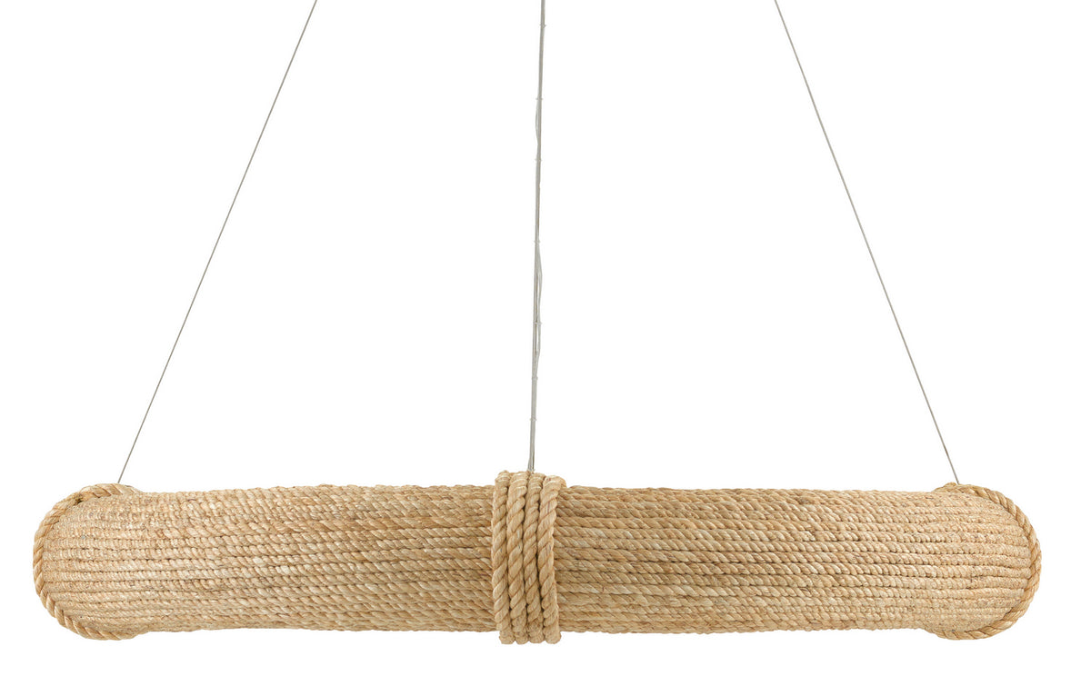 Currey and Company - 9000-0804 - Eight Light Chandelier - Portmeirion Collection - Satin Black/Abaca Rope