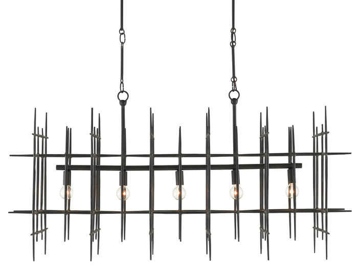 Currey and Company Five Light Chandelier from the Steelhouse collection in Blacksmith finish