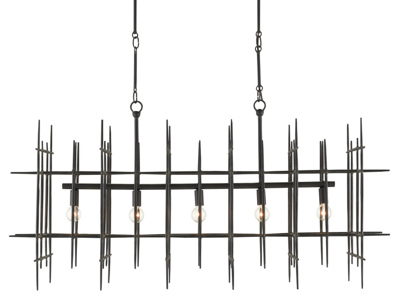 Currey and Company - 9000-0809 - Five Light Chandelier - Steelhouse - Blacksmith