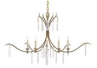 Currey and Company - 9000-0810 - Five Light Chandelier - Marshallia Collection - Rustic Gold/Faux Rock Crystal