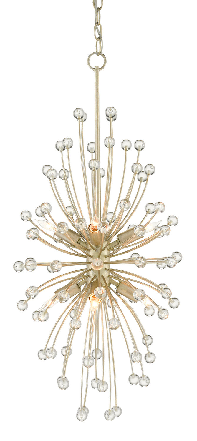 Currey and Company Eight Light Chandelier from the Chrysalis collection in Contemporary Silver Leaf/Clear finish