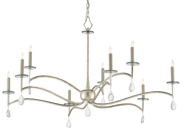 Currey and Company Nine Light Chandelier from the Serilana collection in Antique Silver Leaf/Natural finish