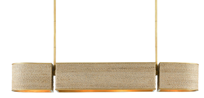 Currey and Company Four Light Chandelier from the Tenby collection in Contemporary Gold Leaf/Abaca Rope finish