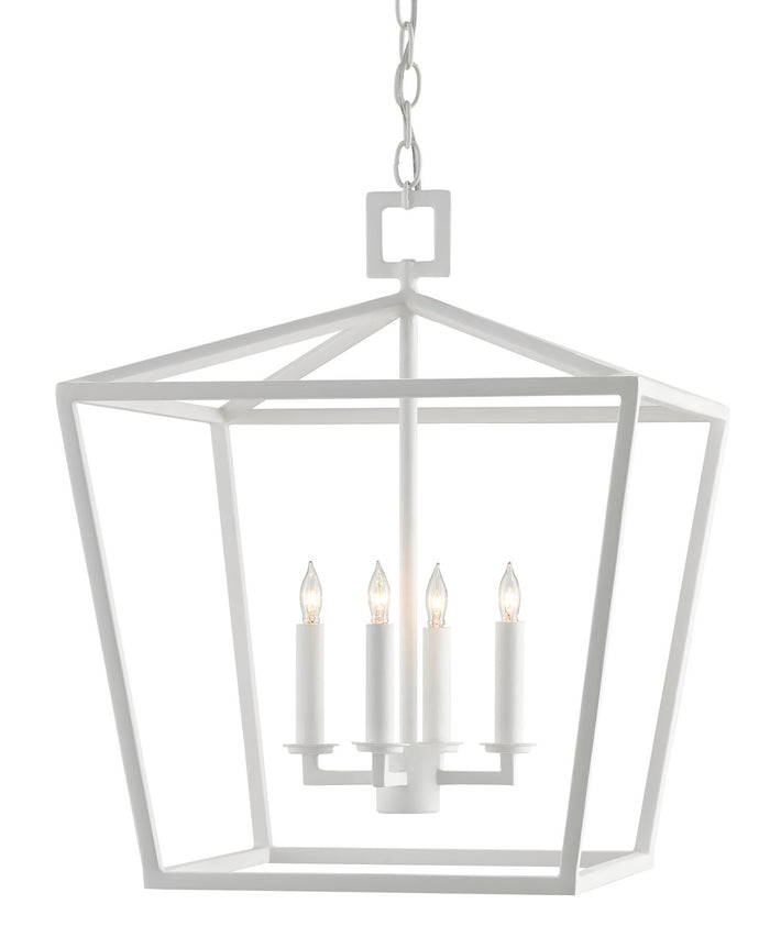 Currey and Company Four Light Lantern from the Denison collection in Gesso White finish
