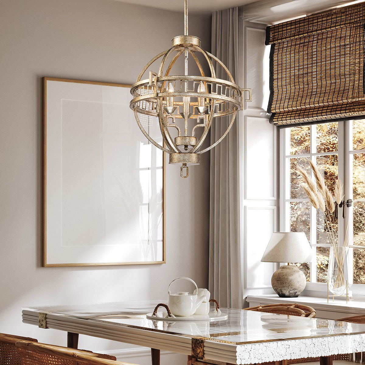 Lucas + McKearn - GN/Lemuria/3PA-S - Three Light Chandelier - Lemuria - Antique Silver