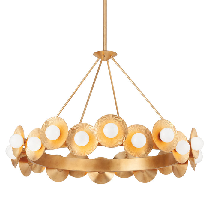 Corbett Lighting 22 Light Chandelier from the Emerald collection in Vintage Gold Leaf finish