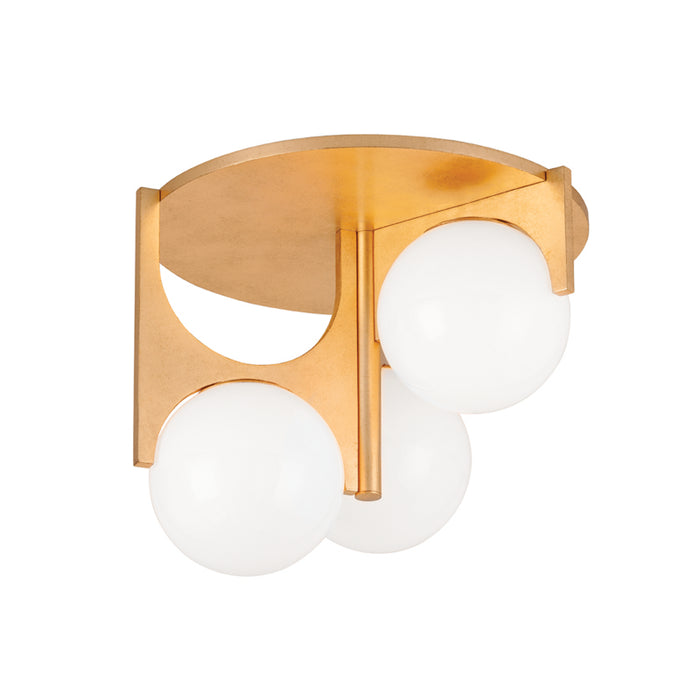 Corbett Lighting Three Light Flush Mount from the Eiko collection in Vintage Gold Leaf finish