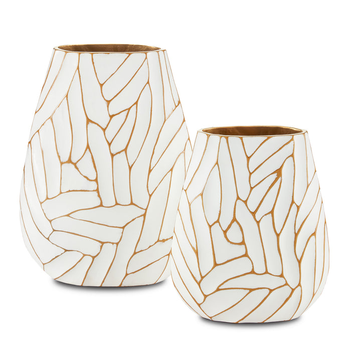 Currey and Company Vase from the Anika collection in White/Gold finish