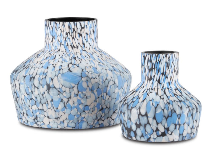 Currey and Company Vase from the Niva collection in Black/Blue finish