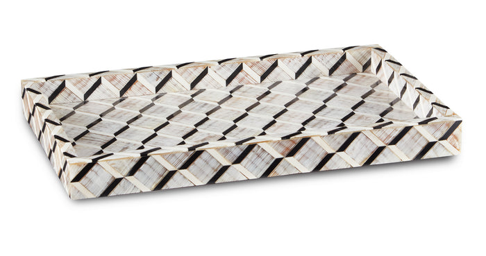 Currey and Company Tray from the Derian collection in Black/White/Natural finish