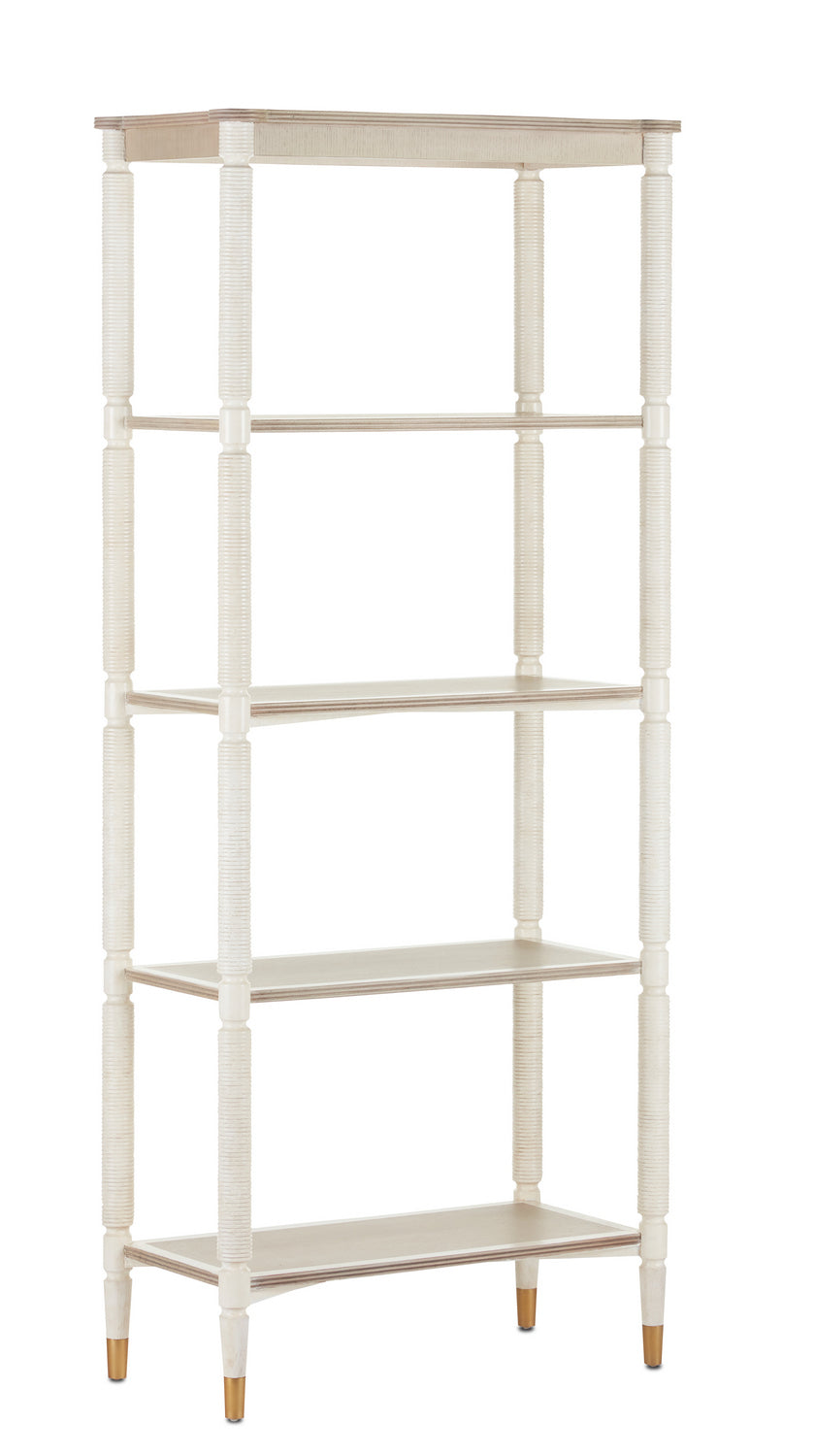 Currey and Company - 3000-0203 - Etagere - Aster Collection - Off White/Fog/Brass