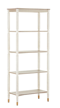 Currey and Company - 3000-0203 - Etagere - Aster Collection - Off White/Fog/Brass