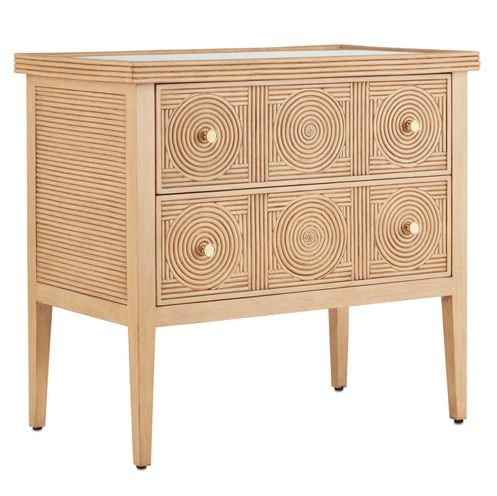 Currey and Company - 3000-0204 - Chest - Santos - Sea Sand/Brushed Brass/Clear