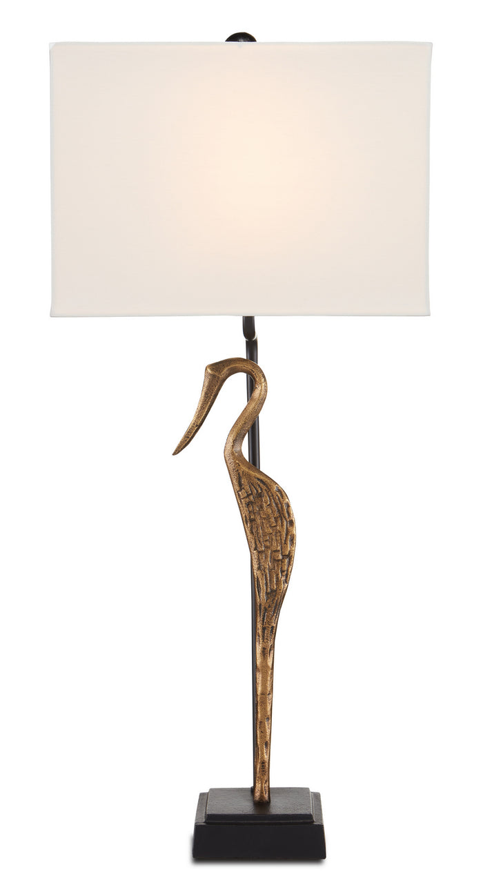 Currey and Company One Light Table Lamp from the Antigone collection in Antique Brass/Black finish