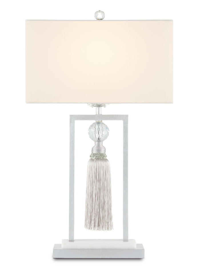 Currey and Company One Light Table Lamp from the Vitale collection in Silver Leaf/Clear/Silver/White finish